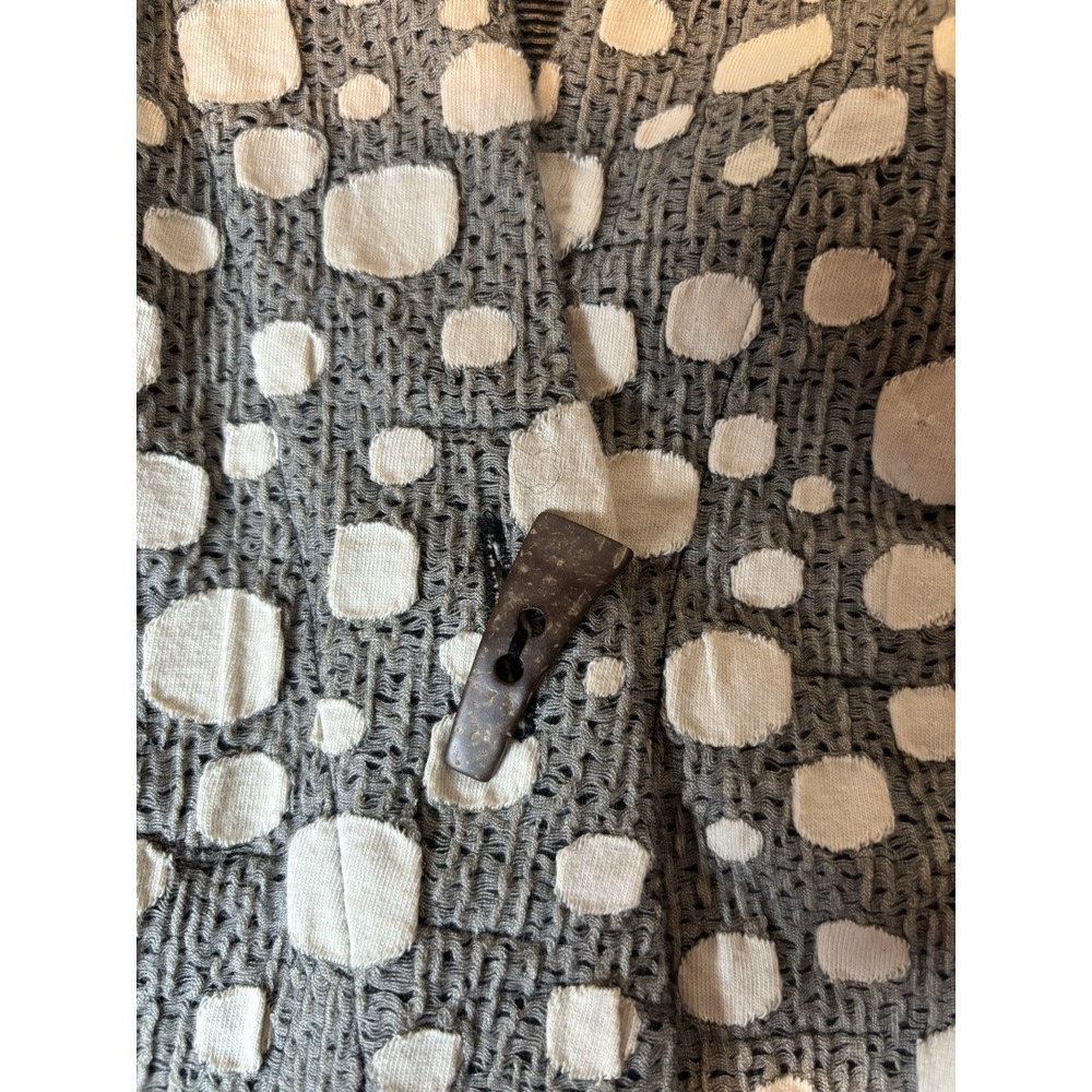 FOCUS Sz M Gray Wheat Funky Polka-Dot‎ Art-to-Wear Hi-Low Jacket Woven - Picture 4 of 7